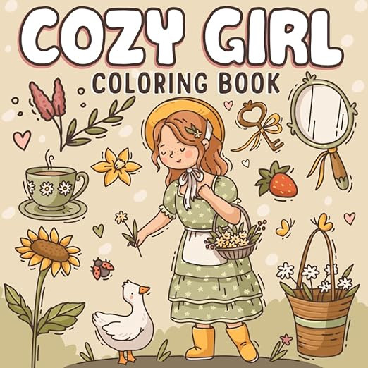 Cozy Girl Coloring Book: Bold and Easy Cozy Designs for Adults & Teens Featuring Simple and Cute ... | Amazon (US)