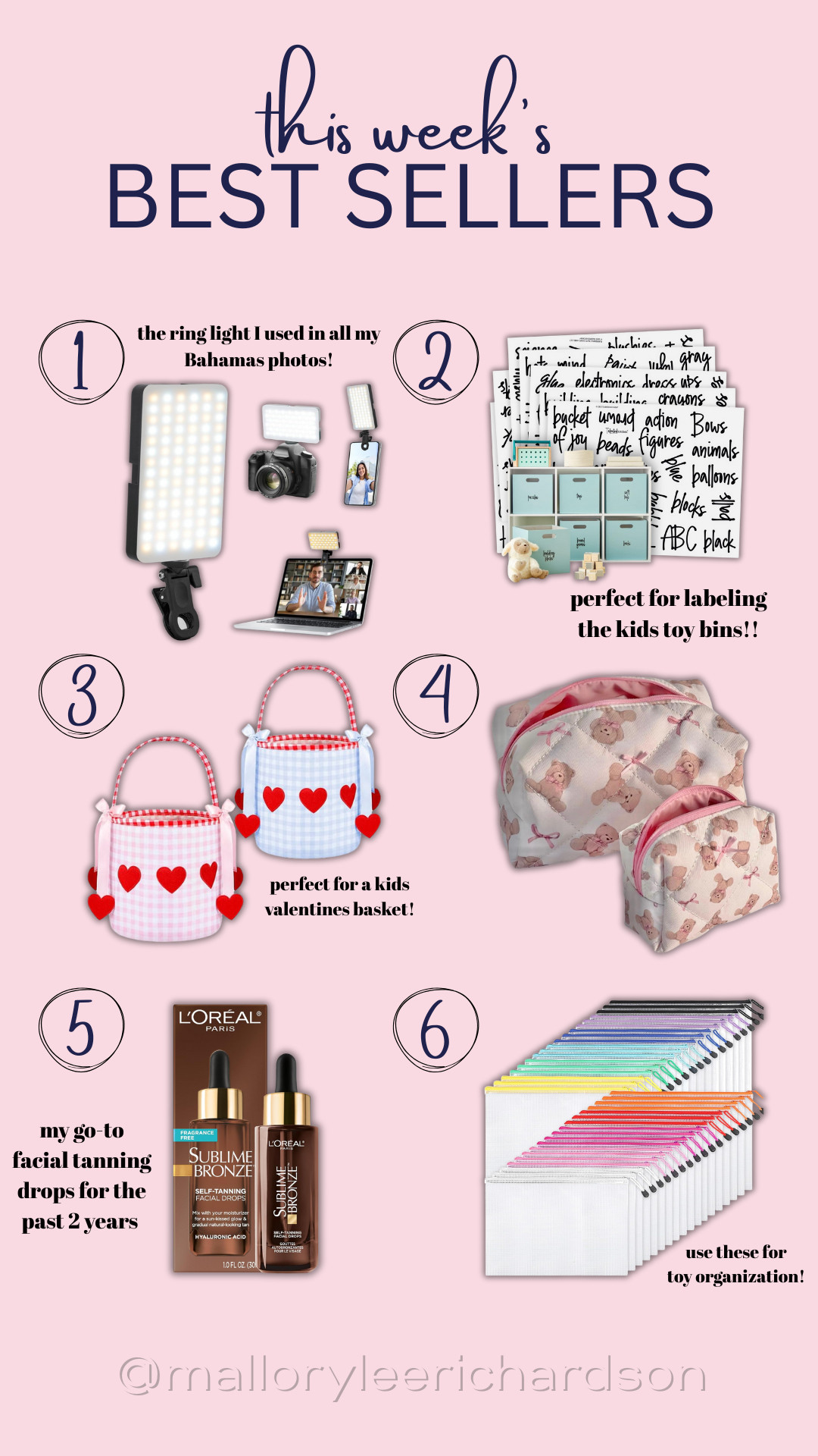 Check out this week's best sellers!

ring light, playroom labels, makeup bags, self tanning drops, toy storage bags, storage pouches, Mallory Lee Richardson 

 

#LTKSeasonal #LTKFindsUnder50 #LTKFindsUnder100