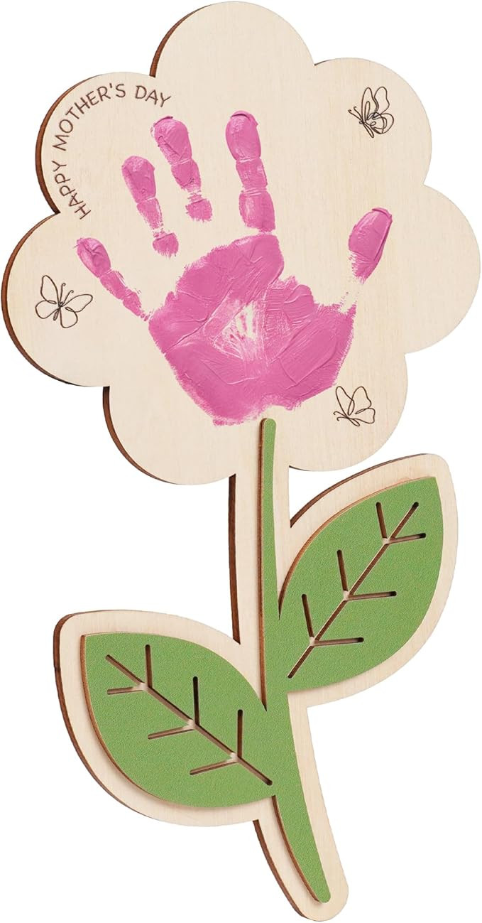 HYPERI DIY Mothers Day Crafts for Kids Handprint Art, Handprints Wooden Rose Flower Bouquet, Moth... | Amazon (US)