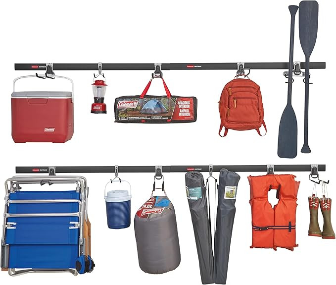 Rubbermaid 15-Piece FastTrack Garage Wall-Mounted Storage Kit, 4 Rails and 11 Hooks, for Home/Hou... | Amazon (US)