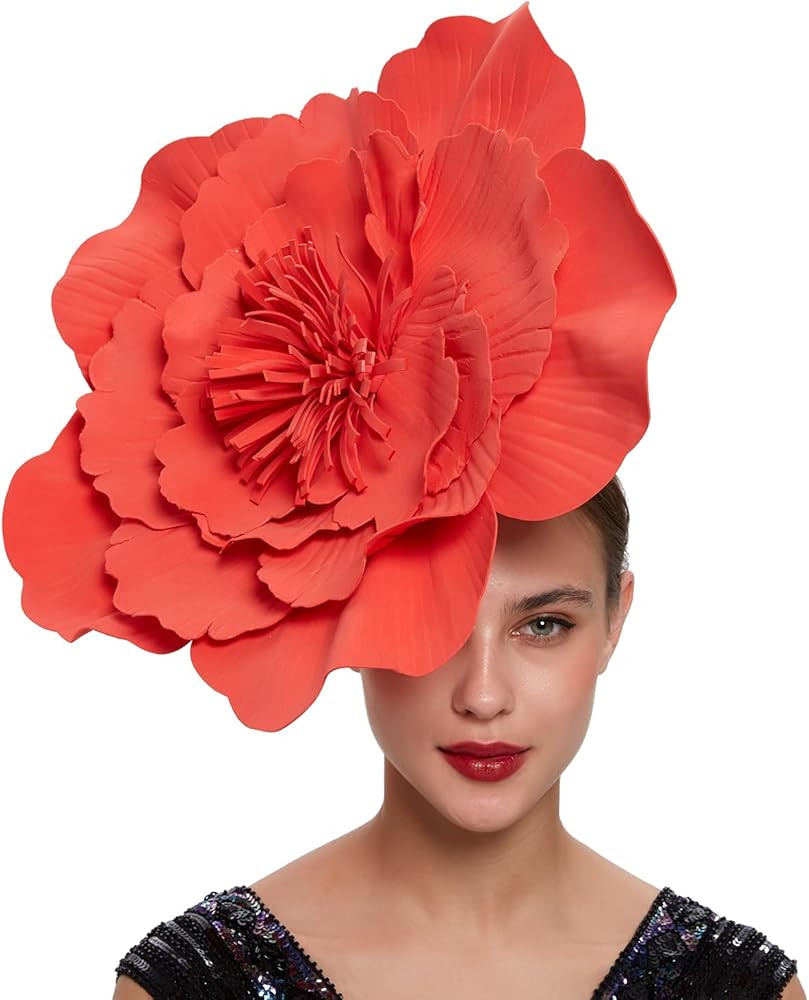 Large Flower Fascinators for Women Tea Party Fancy Flower Hats Headwears for Girls Women Statement Accessories | Amazon (US)