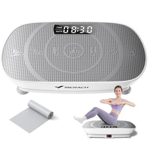 MERACH Vibration Plate Exercise Machine, Whole Body Workout Equipment for Women, Bluetooth and Silicone Pedal, Vibration Plate with Auto Mode, Vibrate Fitness Platform for Home (Grey) | Amazon (US)