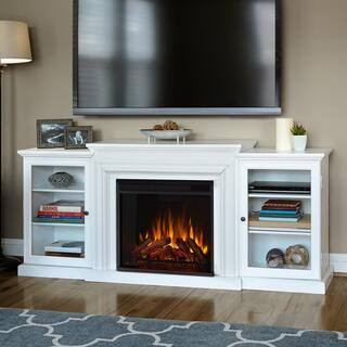 Frederick 72 in. Freestanding Electric Fireplace TV Stand Entertainment Center in White | The Home Depot