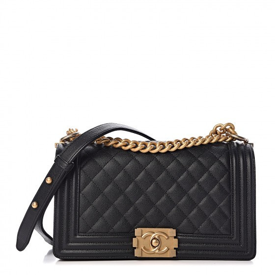 CHANEL Caviar Quilted Medium Boy Flap Black | Fashionphile