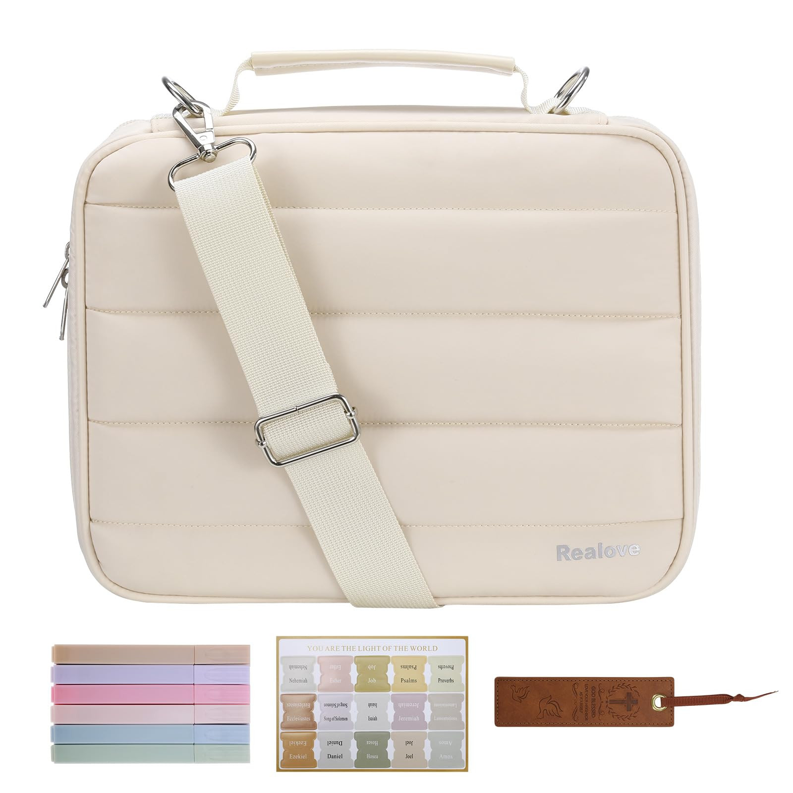 Realove Bible Covers for Women - Bible Cover Case with Bookmarks & Handle & Shoulder Strap | Bibl... | Amazon (US)