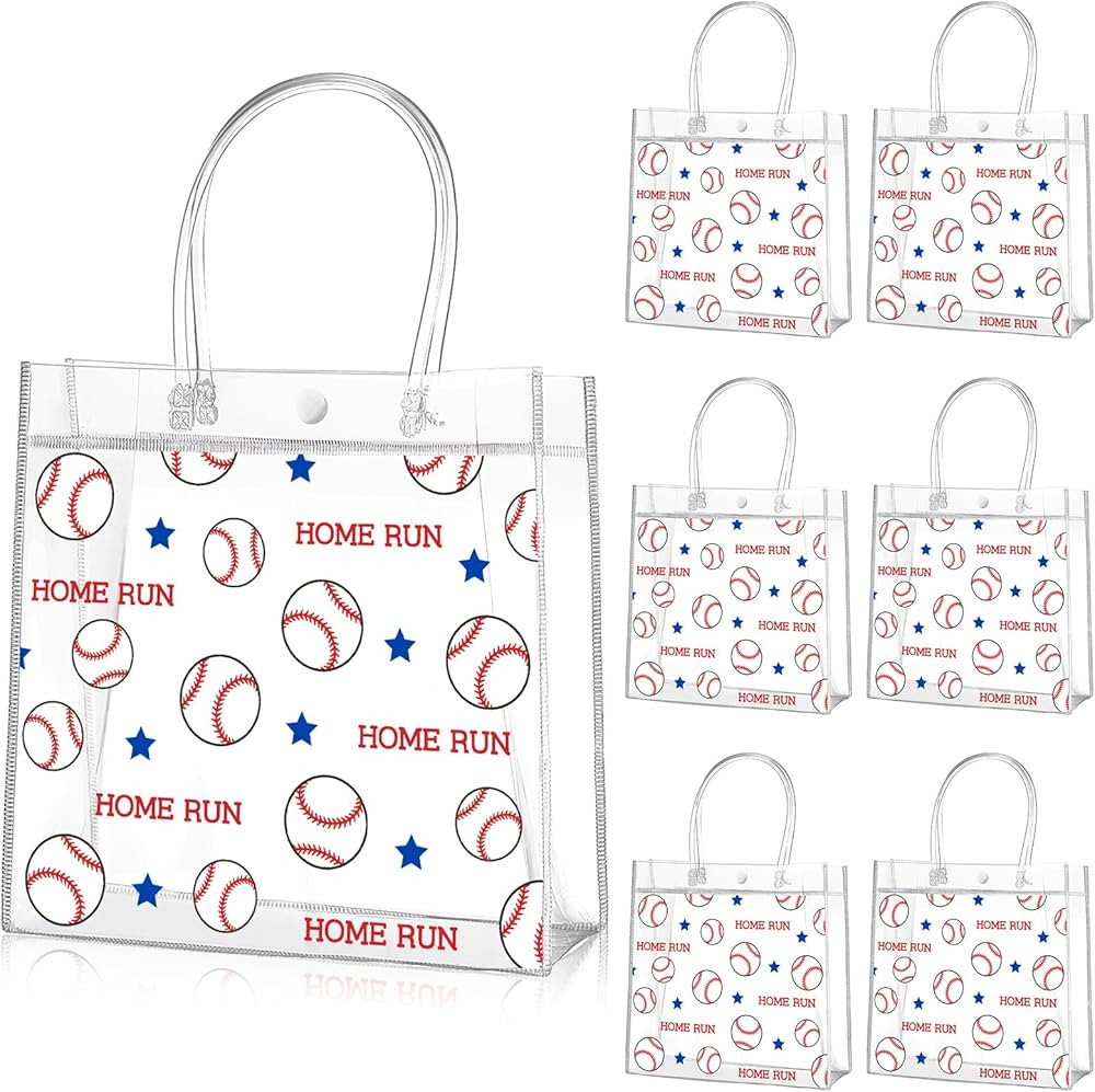 Aliceset 20 Pcs Baseball Clear PVC Gift Bag with Handles T Ball Snack Bags Sport Theme Party Favo... | Amazon (US)