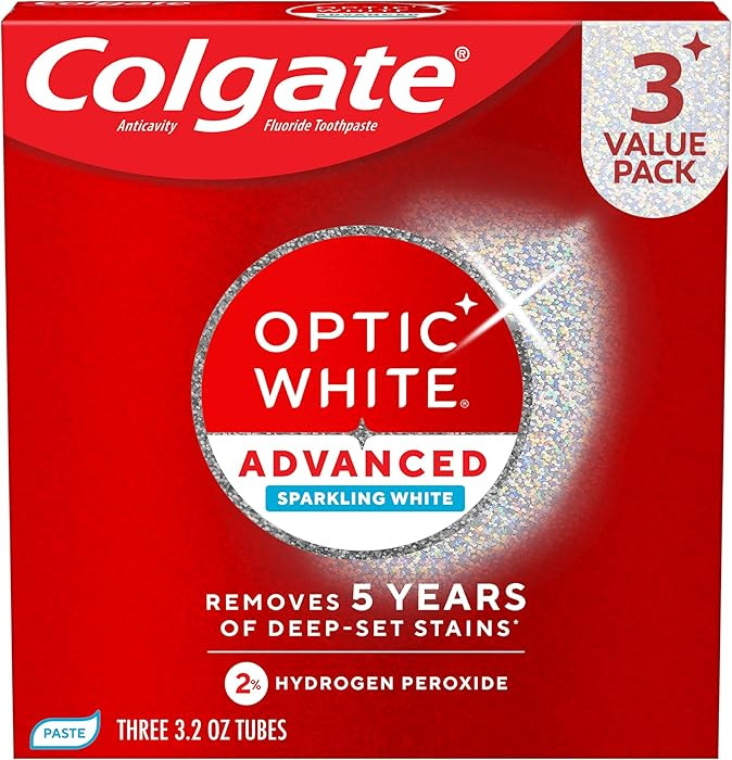 Colgate Optic White Advanced Hydrogen Peroxide Toothpaste, Teeth Whitening Toothpaste Pack, Ename... | Amazon (US)