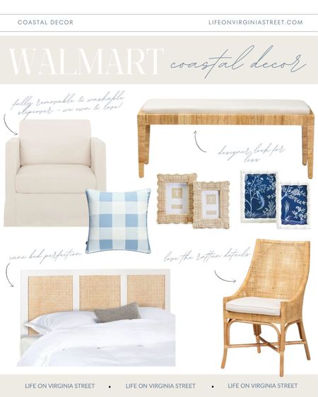 I want one of all of these new coastal home decor finds from @walmart! #walmartpartner I love everything from the slipcovered swivel armchair, rattan bench, cane headboard, rattan chair, light blue buffalo check throw pillow, cute frames and so much more! See more finds here: https://lifeonvirginiastreet.com/walmart-coastal-home-decor/.
.
#walmarthome #walmart #ltkhome #ltkfindsunder50 #ltkfindsunder100 #ltkstyletip #ltkseasonal coastal decorating, grandmillennial decor finds, coastal grand decor

#LTKSeasonal #LTKhome #LTKfindsunder50