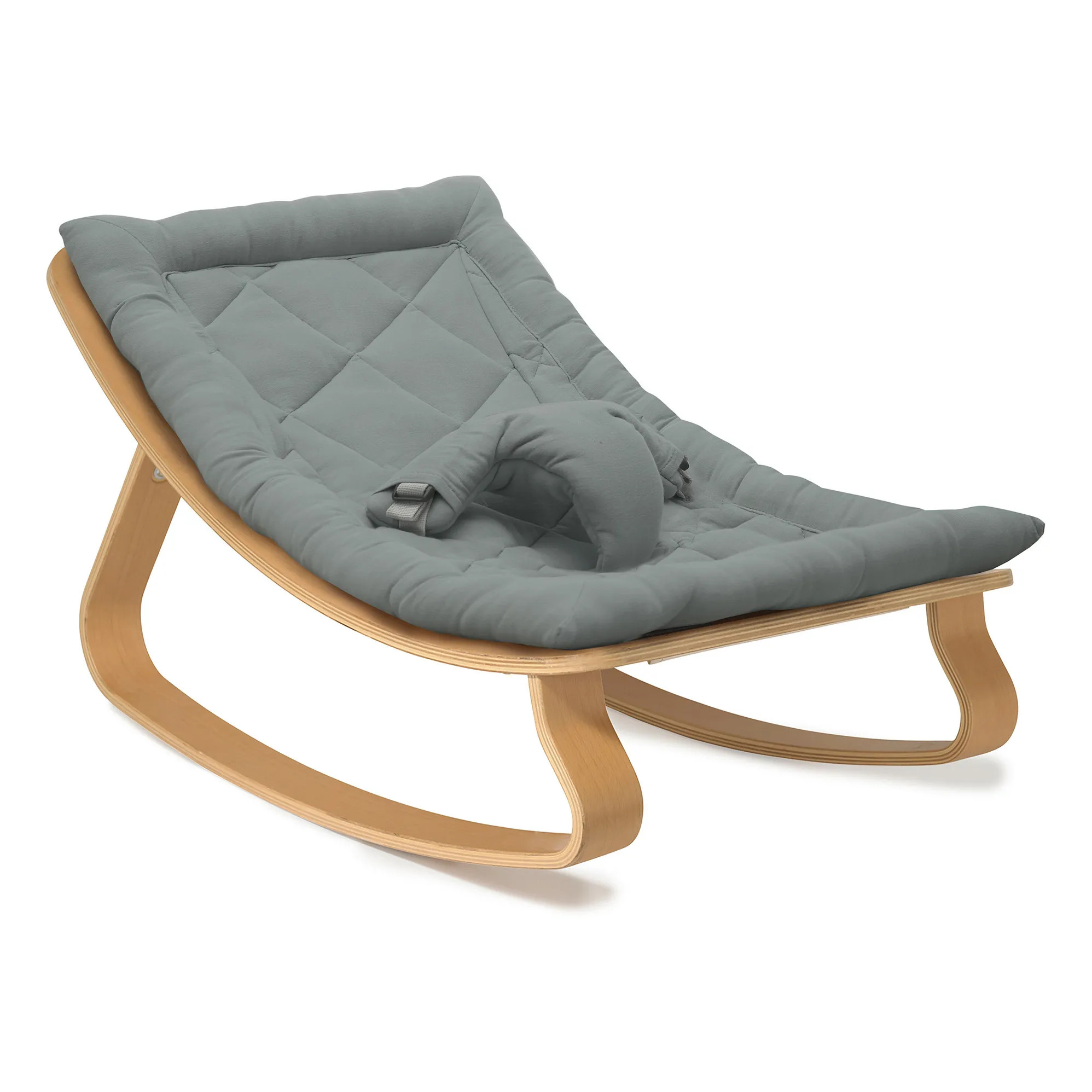 Levo Beech Wood Baby Bouncer | Storm Blue | Smallable