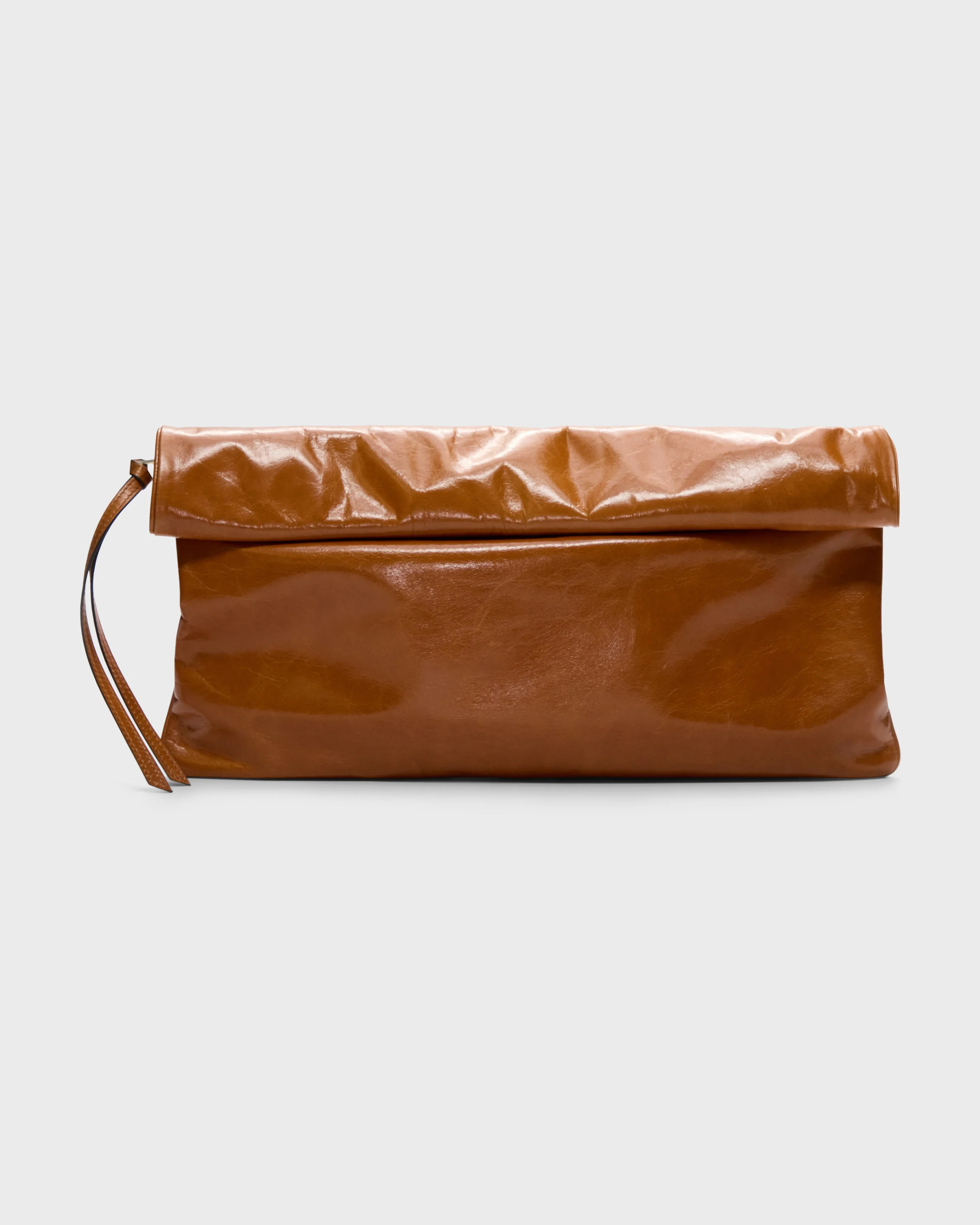 Cognac Leather Fold-Over Clutch | TWP Clothing | TWP