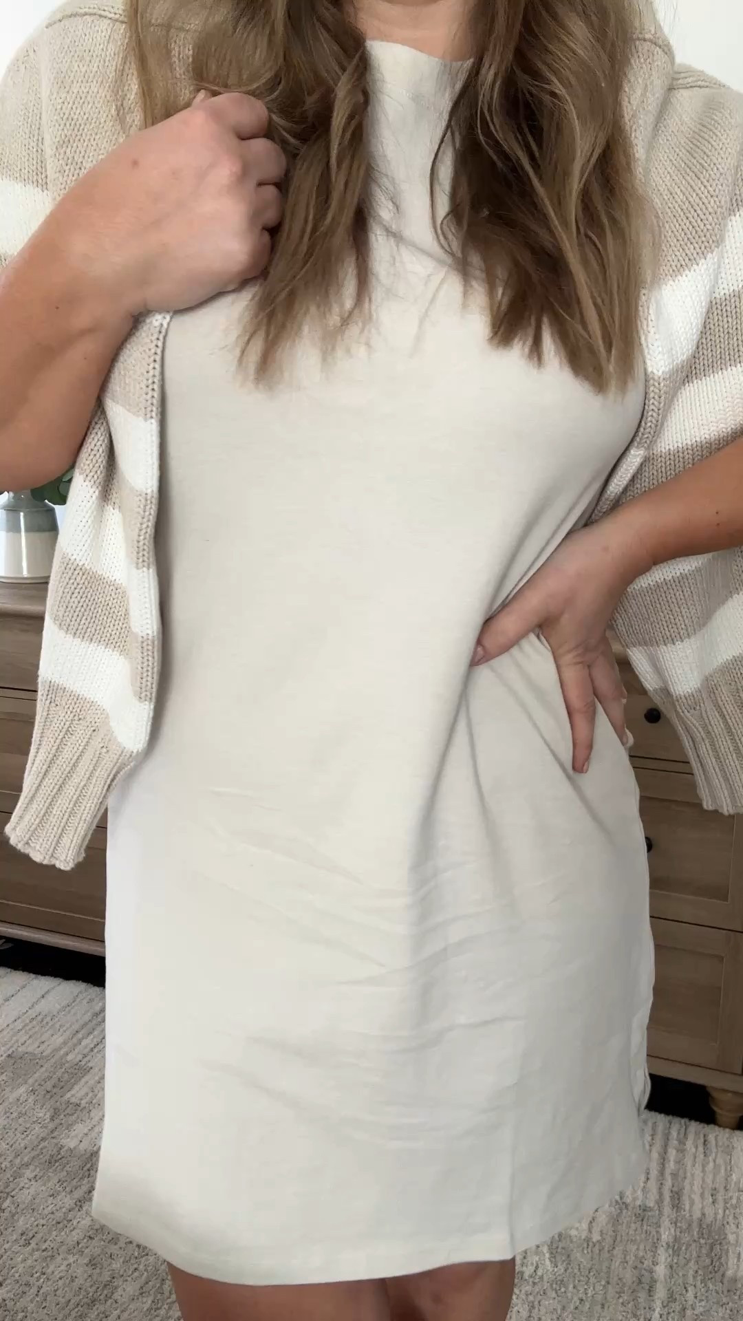 Dress: im in medium and im 5’3 ( true to size but if inbetween safe to size up) 

The dress isn’t clingy because it’s 100% cotton but if you’re worried sizing up one makes it even more casual and cozy. 

I was in machine on cold and hang to dry to prevent too much shrinkage. 

I own the wishbone ( sand) , black and striped! Perfect throw on and go dress! 

Old navy
Tshirt dress
Summer dress
Casual dress
Casual outfit
Spring outfit

#LTKSeasonal #LTKSaleAlert #LTKFindsUnder50