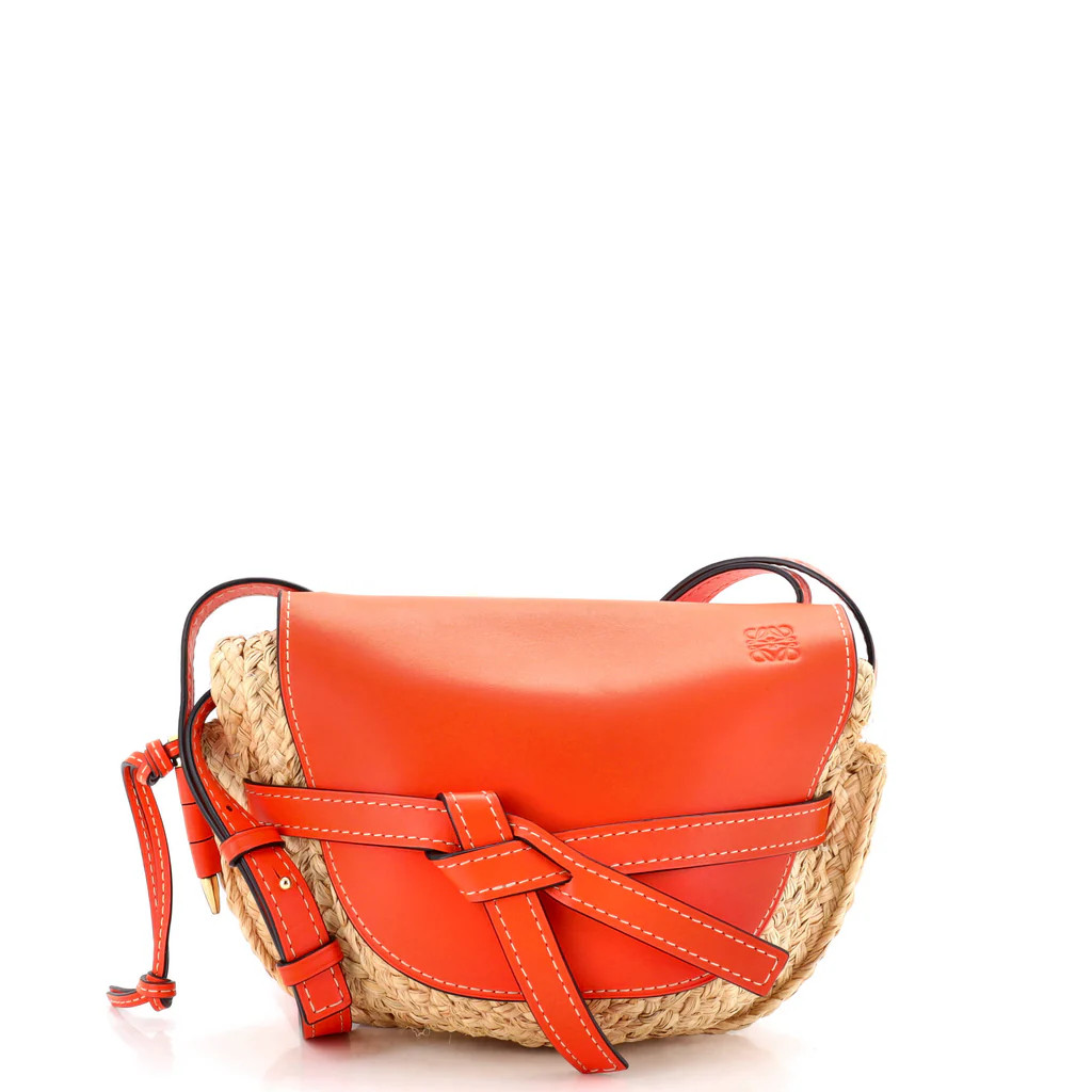Gate Shoulder Bag Leather with Raffia Small | Rebag