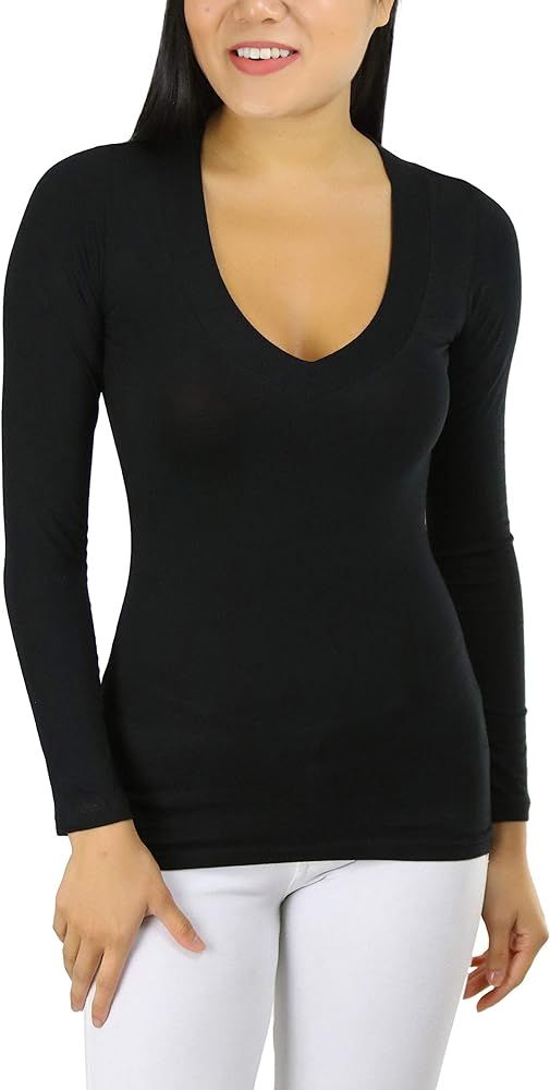 ToBeInStyle Women's Long Sleeve V-Neck T-Shirt | Amazon (US)