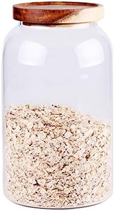 Large Glass Food Canisters, 93 FL OZ(2750ml) Kitchen Serving Stoarge Container with Airtight Wood... | Amazon (US)
