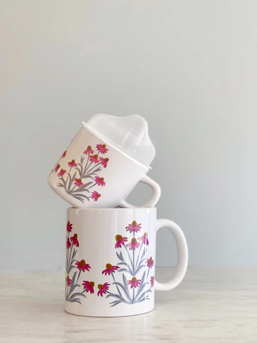 Coneflower Mama and Me Cup Set, Floral Sippy, Pink, Toddler Cup and Matching Mug - Etsy | Etsy (US)