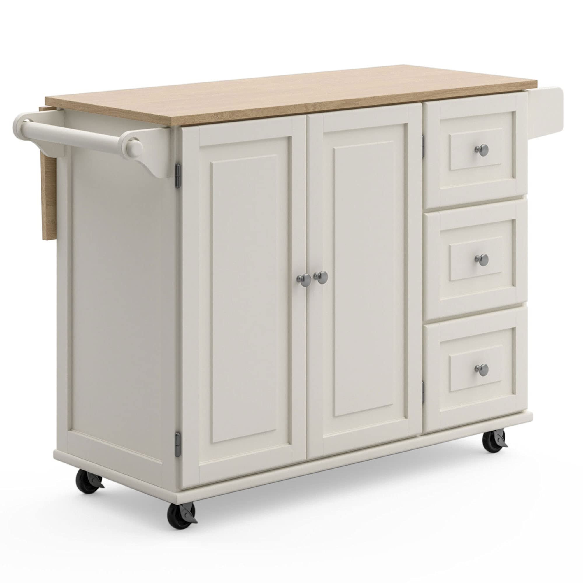 Homestyles Dolly Madison Off-White Mobile Kitchen Island Cart with Wood Drop Leaf Breakfast Bar | Amazon (US)