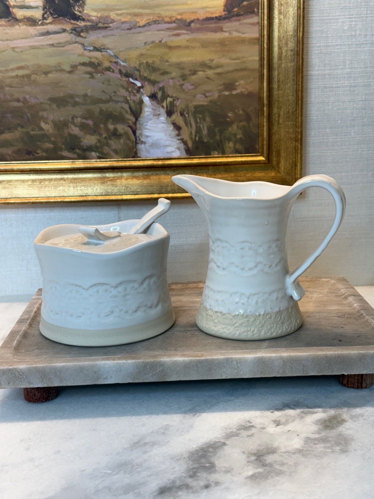 The prettiest sugar and creamer set I’ve seen lately. Taking it to the lake for our coffee station. ☕️

Use my code JAMIE20 for 20% off your order of $100 or more.

#LTKMothersDay #LTKSaleAlert #LTKHome