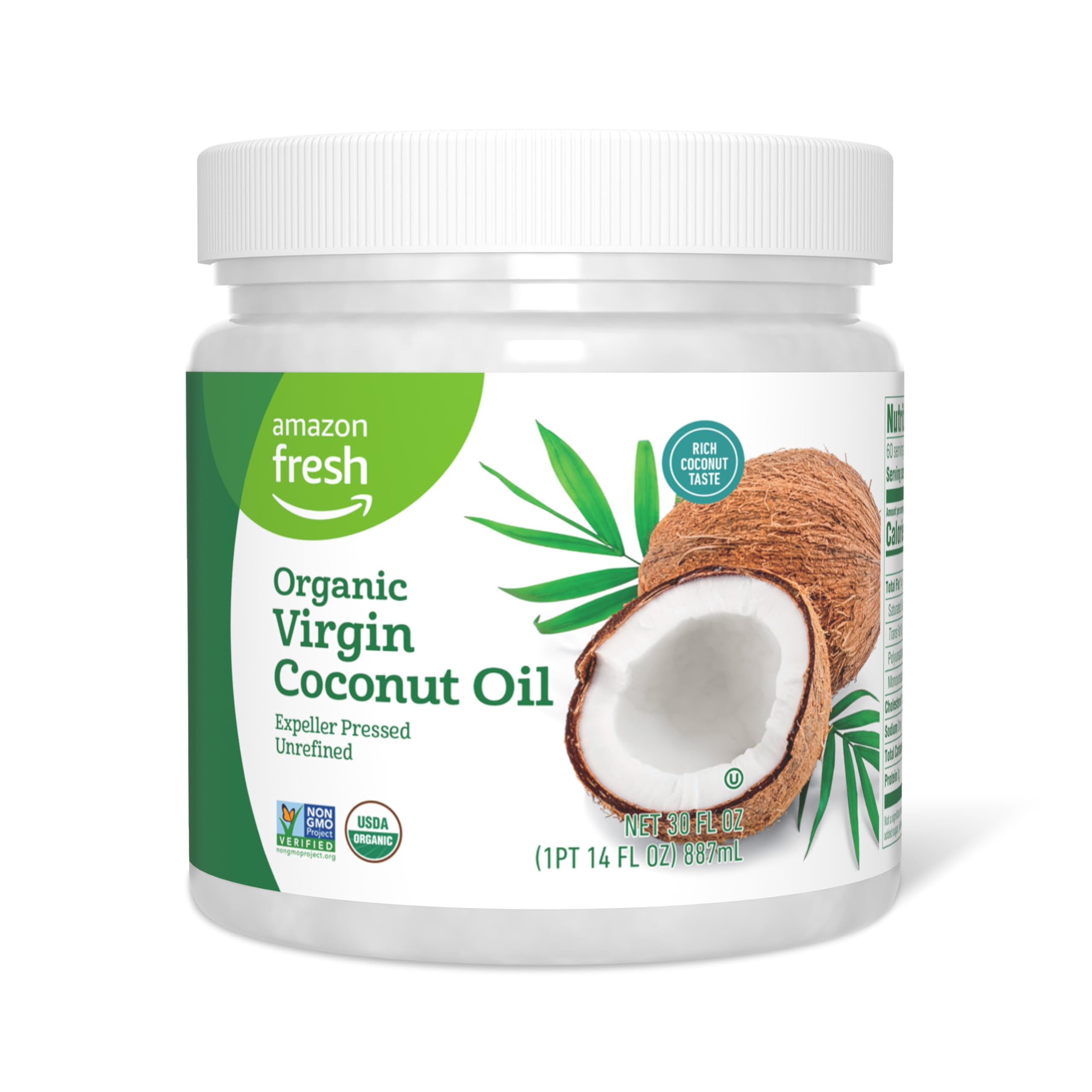 Amazon Fresh, Organic Virgin Coconut Oil, 30 Fl Oz (Previously Happy Belly, Packaging May Vary) | Amazon (US)