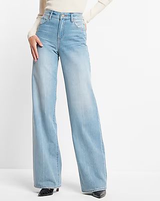 High Waisted Light Wash Modern Wide Leg Jeans | Express