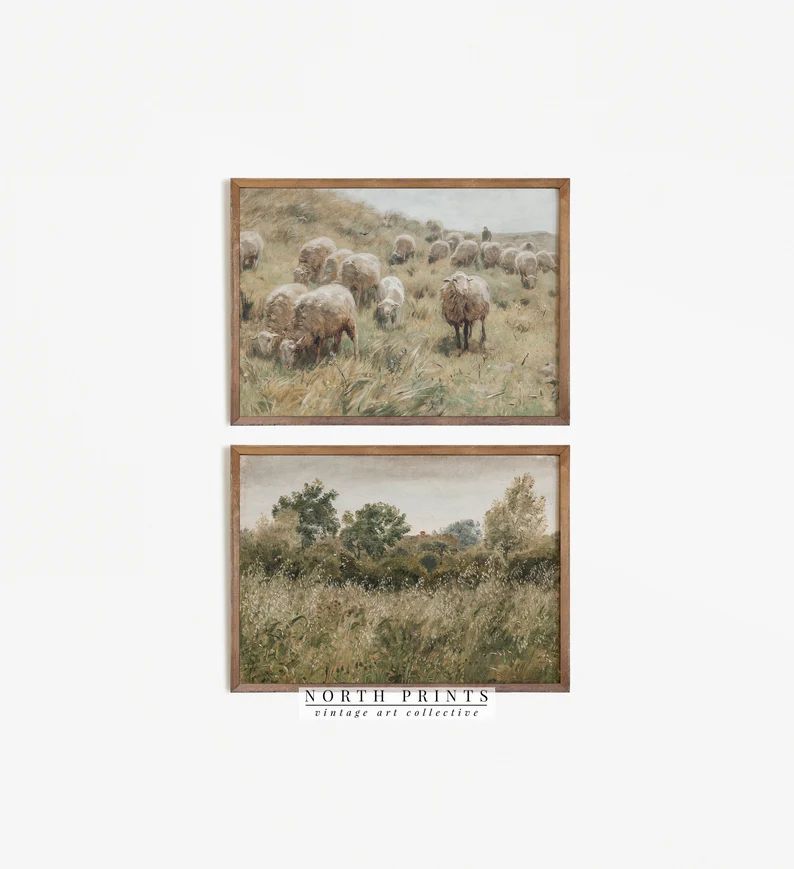 Vintage Country Farmhouse Print SET | Landscape Paintings | Sheep PRINTABLE #S2-15 | Etsy (US)