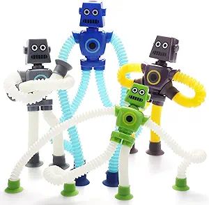 Boxgear 4 Pieces LED Telescopic Suction Cup Robot Toy, Shape Changing Telescopic Tube Fidget Toys... | Amazon (US)