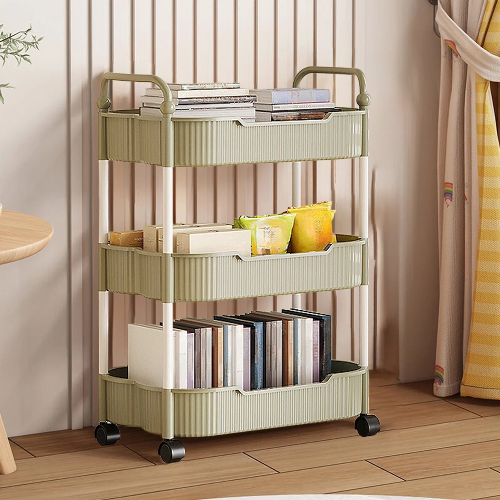 3-Tier Rolling Storage Cart with Armrests | Versatile Kitchen, Bathroom & Living Room Organizer |... | Walmart (US)