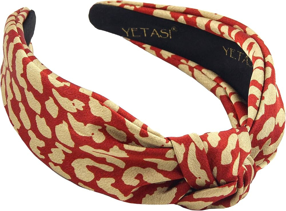 YETASI Satin Knotted Headbands are Made with Comfy Non Slip Material. Red Headband is Classy. Cheetah Headbands for Women are Trendy. Leopard Knotted Headband for Women is Classy | Amazon (US)