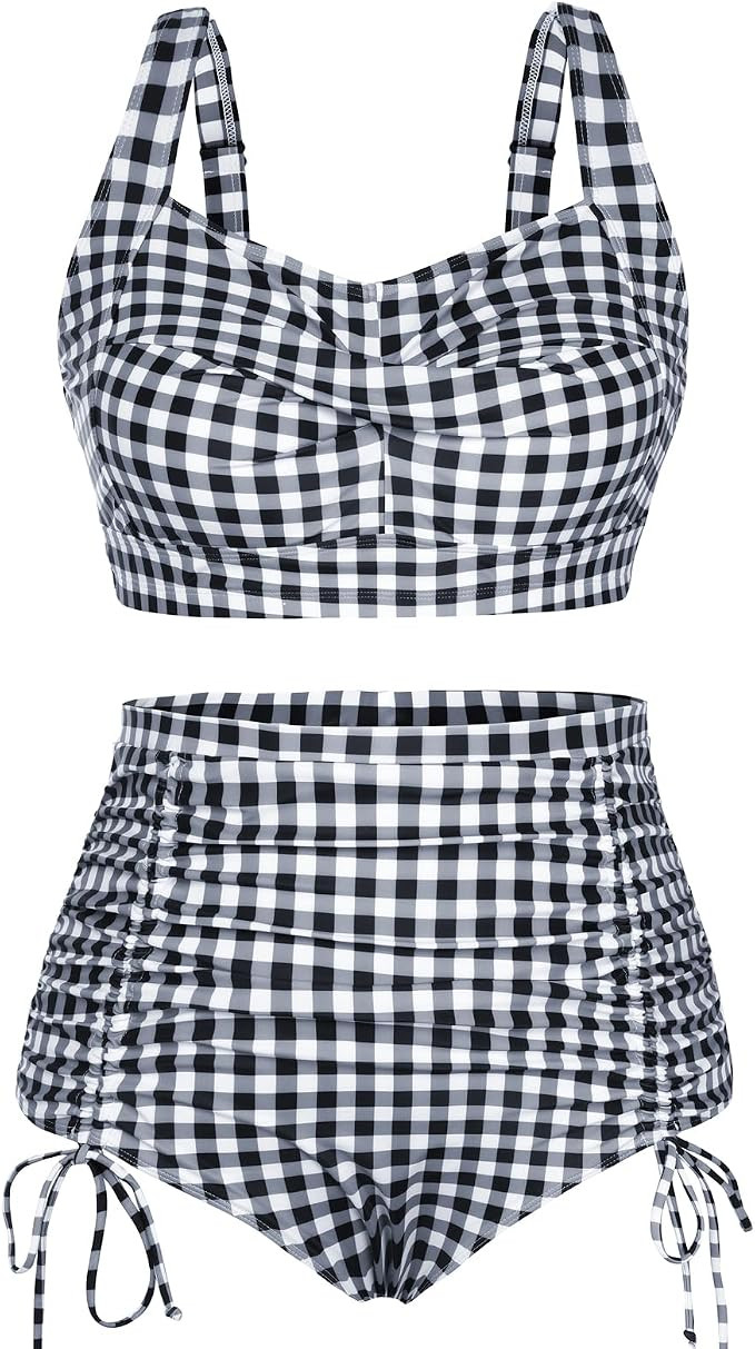 Hanna Nikole Women Plus Size Two Piece Swimsuit Sets Twist Front Bikini Bathing Suit with Drawstr... | Amazon (US)