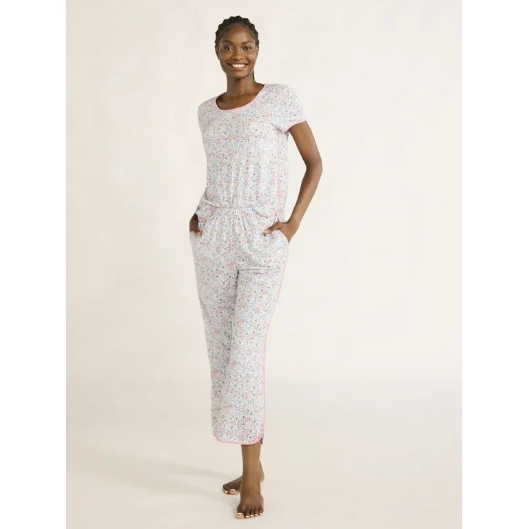 Joyspun Women's Sleep Tee and Pants Pajama Set, 2-Piece, Sizes XS-3X | Walmart (US)