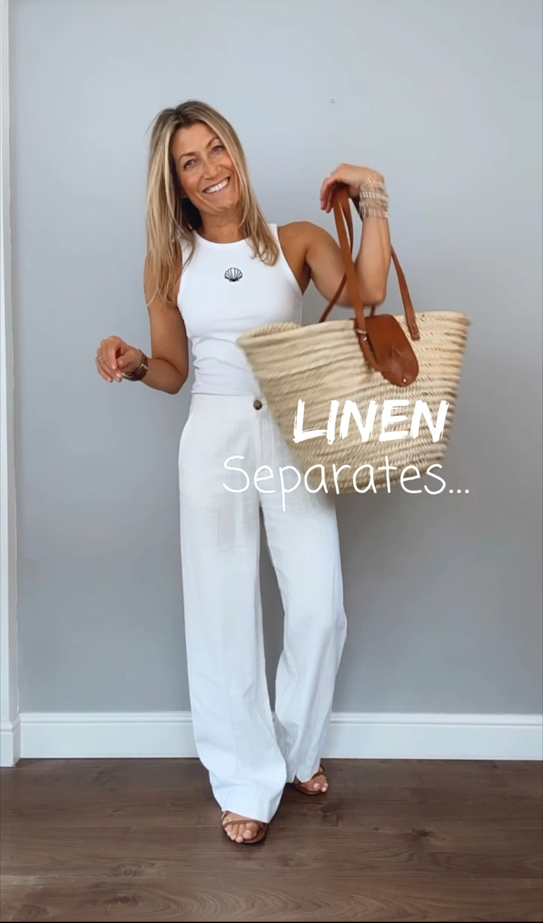 Wide linen-blend trousers curated on LTK