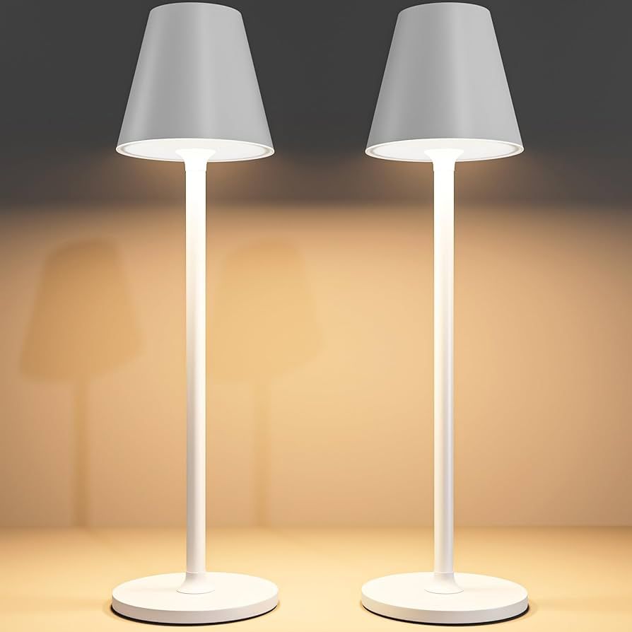 2 Pack LED CordlessTable Lamp,4000mAh Rechargeable Battery Desk lamp,3 Level Brightness Portable ... | Amazon (US)