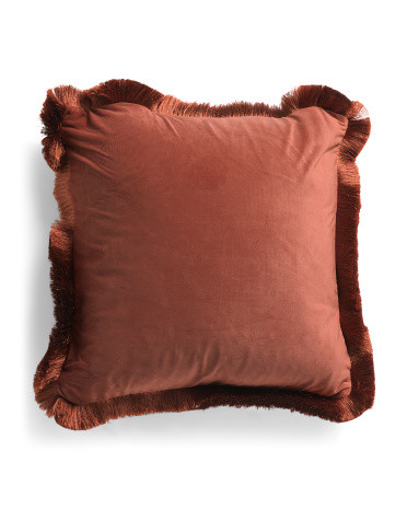 22x22 Solid Velvet Fringe Pillow | TJ Maxx