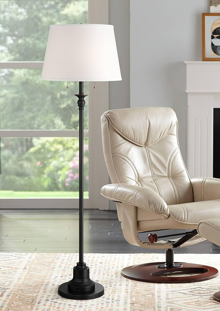 360 Lighting Spenser Traditional 58" Tall Standing Floor Lamp Skinny Pole Pull Chain Satin Black ... | Amazon (US)