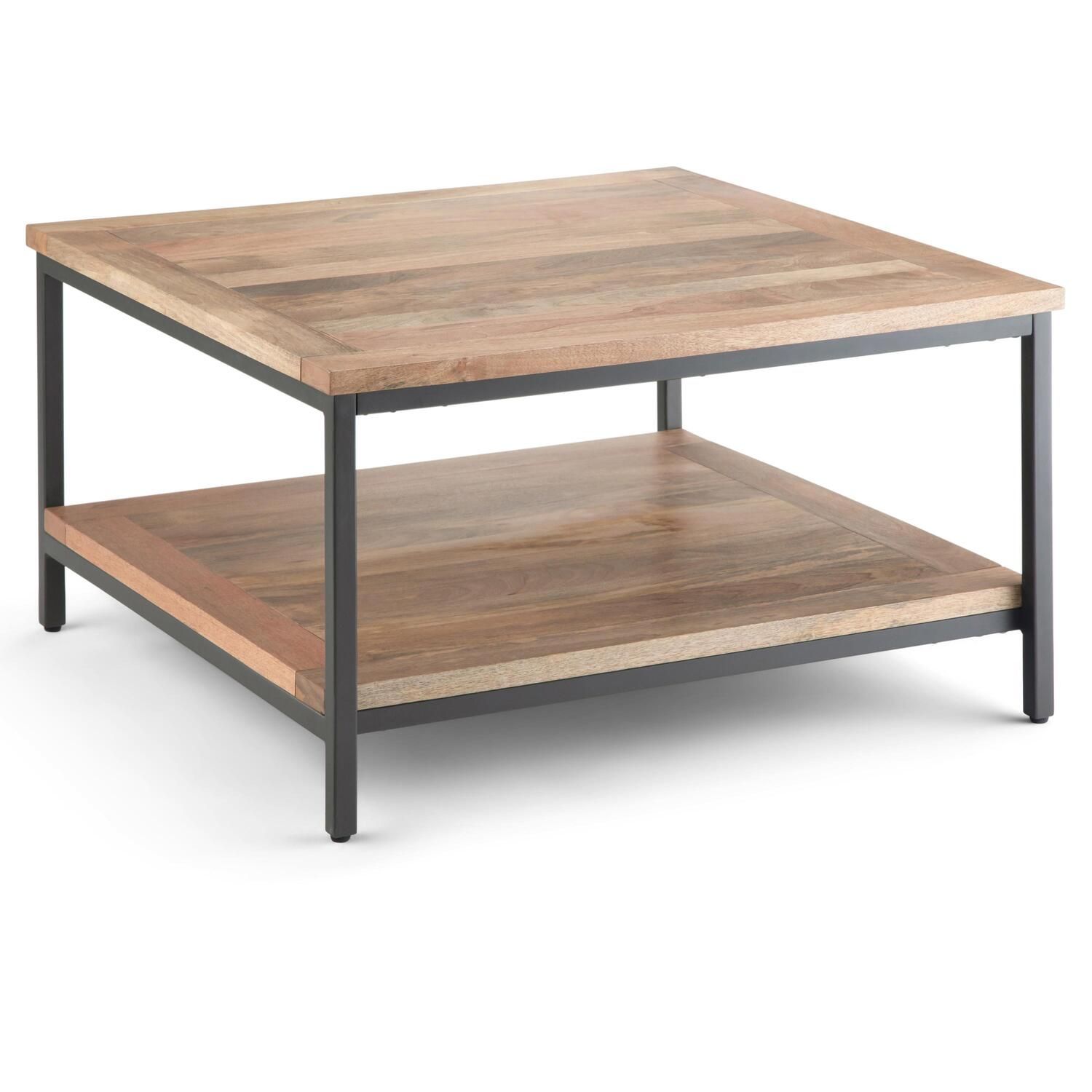 Skyler Solid Mango Wood Square Coffee Table in Natural - Walmart.com | Walmart (US)