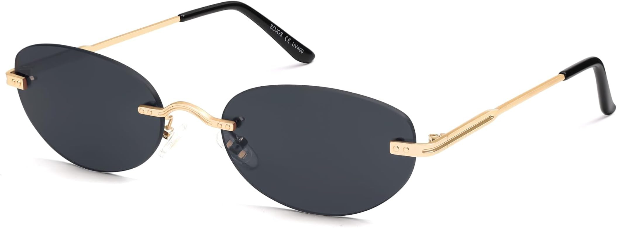 SOJOS Retro Small Oval Sunglasses Womens Trendy Rimless Sun Glasses Vintage Narrow Shades SJ1242 | Amazon (US)