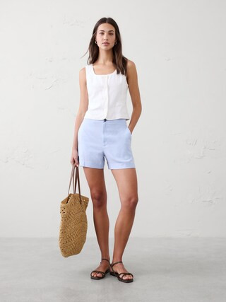 Linen-Blend High-Rise Short | Banana Republic Factory