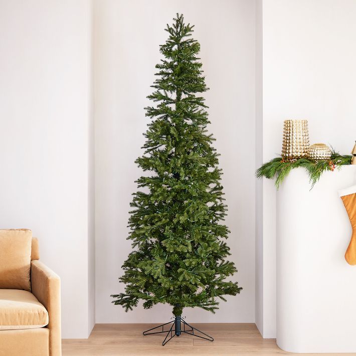 Pre-Lit Faux Narrow Pine Green Christmas Tree | West Elm (US)