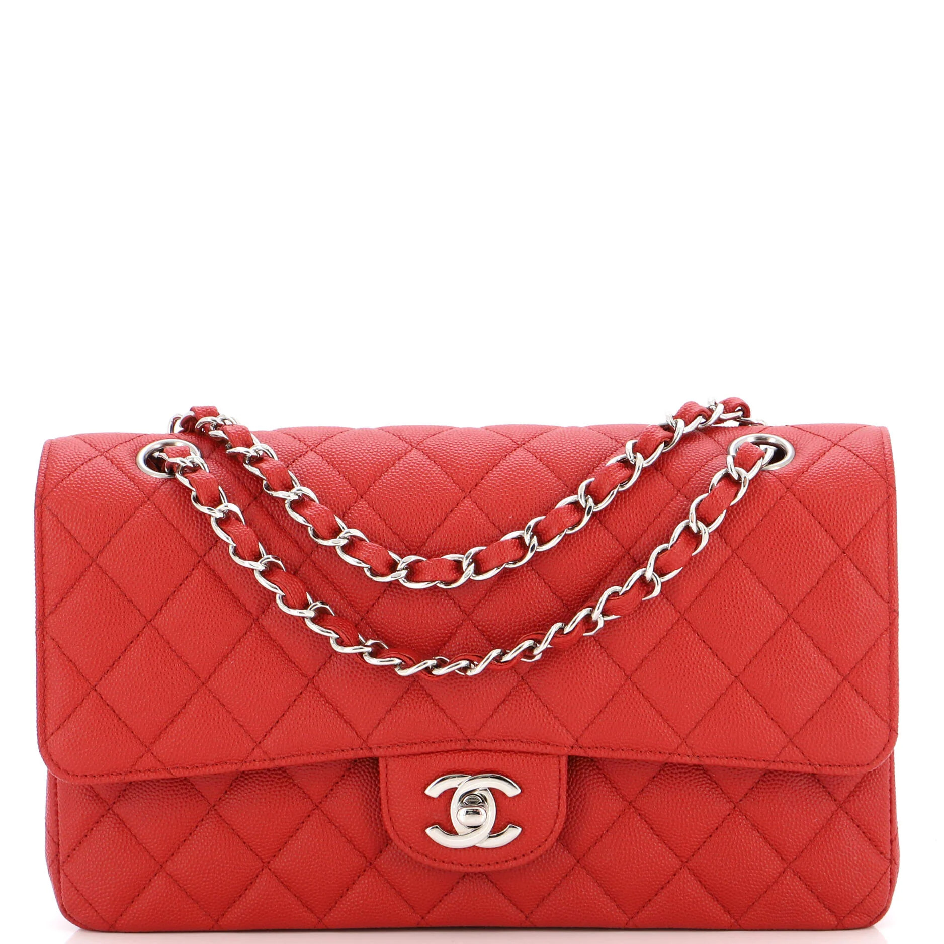 CHANEL Classic Double Flap Bag Quilted Caviar Medium | Rebag