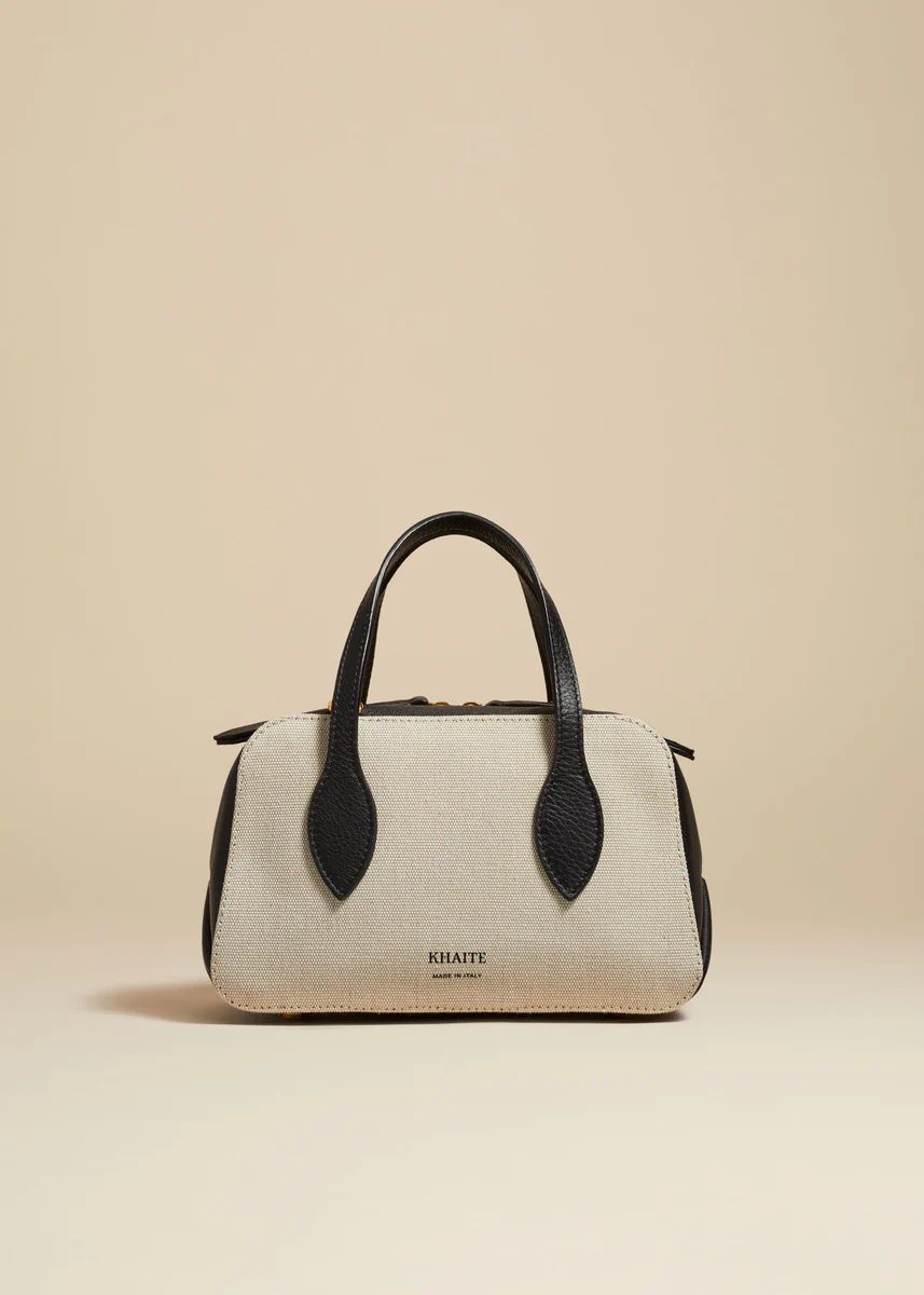 The Small Maeve Crossbody Bag in Natural and Black Leather | Khaite