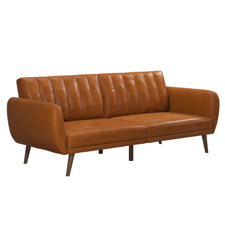 Brittany 81.5'' Faux Leather Round Arm Sleeper | Wayfair North America