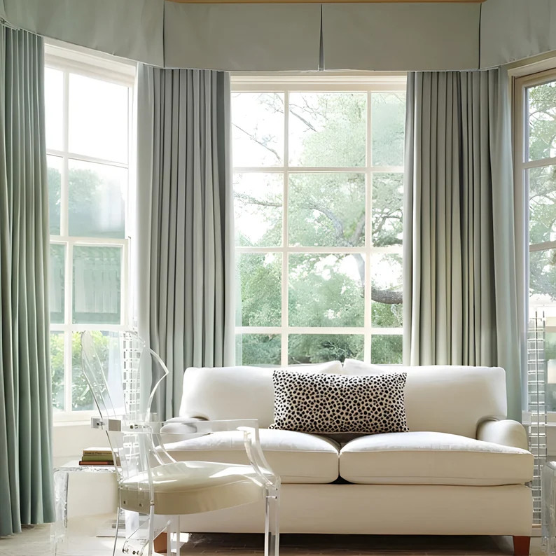 Pair of Light Green Flannel Curtainshome - Etsy | Etsy (US)