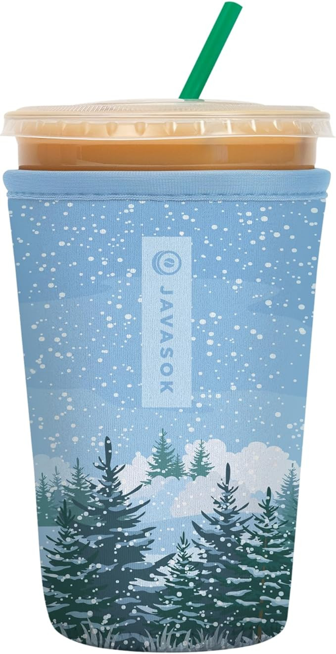 Sok It JavaSok Iced Coffee & Cold Soda Insulated Neoprene Cup Sleeve (Winter Wonderland, Medium: ... | Amazon (US)