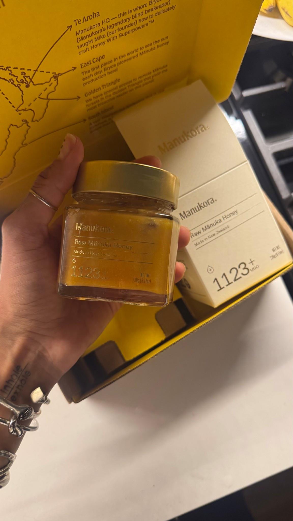  Manuka honey
it helps fight bacteria, soothes your throat, and supports digestion.