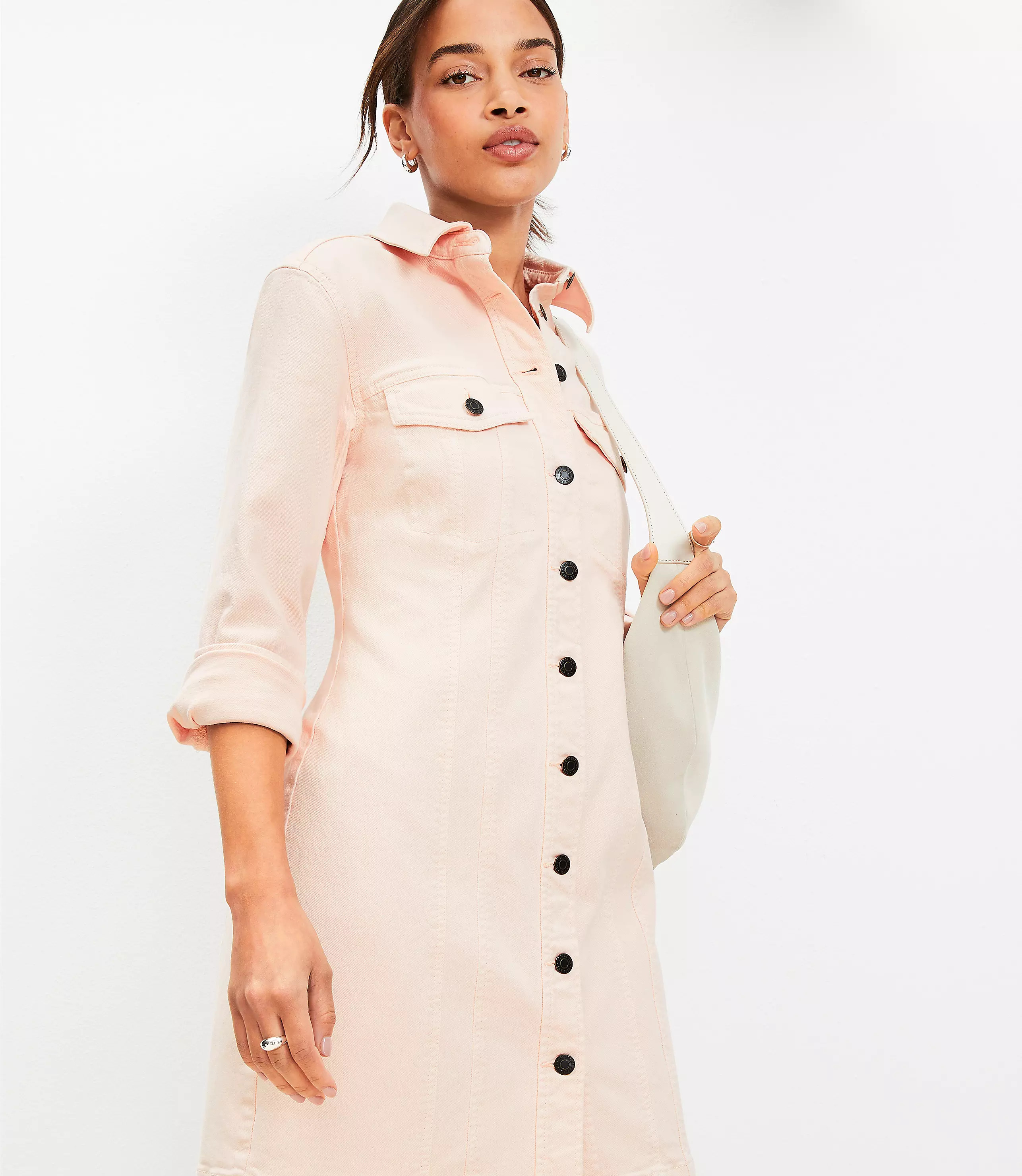 Seamed Denim Mini Pocket Dress | LOFT