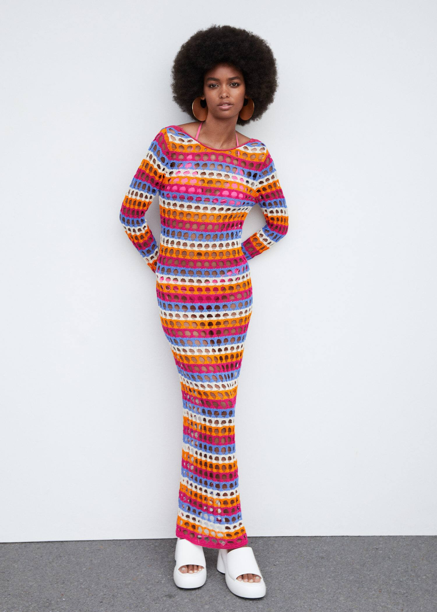 Multi-colored crochet dress -  Women | Mango USA | MANGO (US)