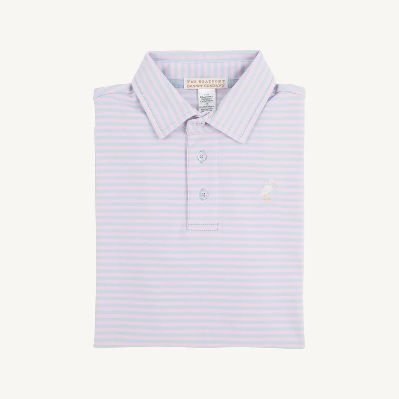 Prim & Proper Polo - Buckhead Blue and Palm Beach Pink Stripe with Mul | The Beaufort Bonnet Company