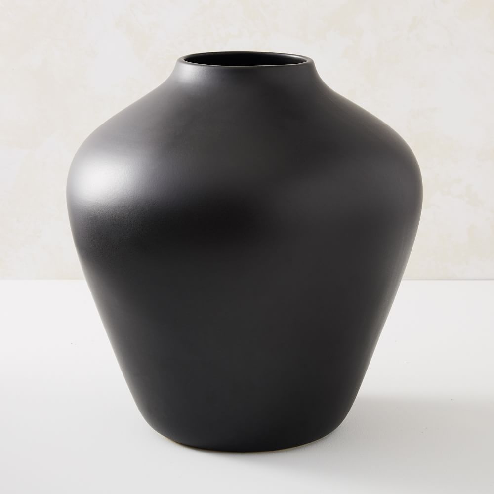 Pure Black Ceramic Vase, Large Raindrop | West Elm (US)