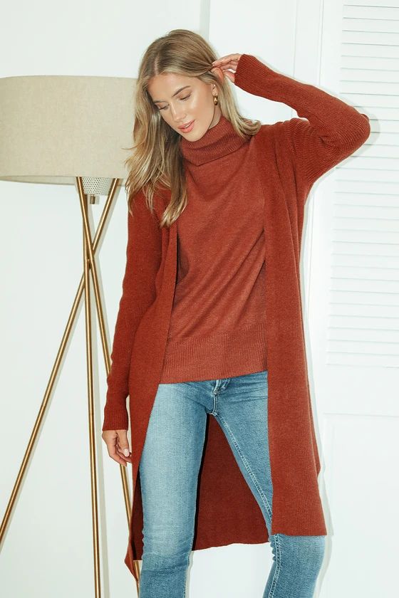 Through the Seasons Rust Red Ribbed Knit Cardigan | Lulus (US)