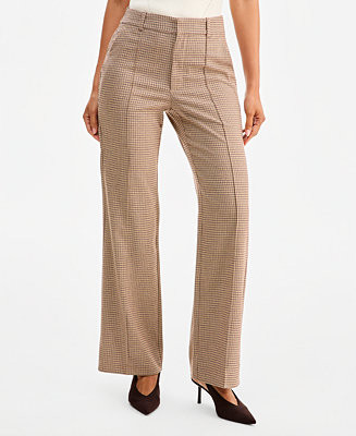 Women's High-Rise Bootcut Houndstooth Pants | Macy's