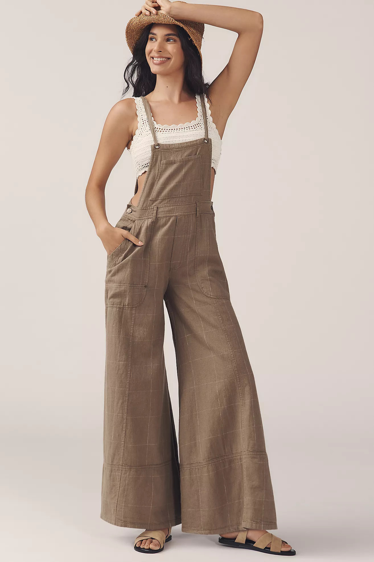 Pilcro Carpenter Wide-Leg Linen Cotton Jumpsuit | Anthropologie (US)